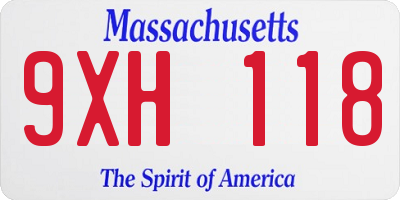 MA license plate 9XH118