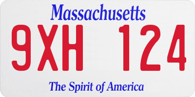 MA license plate 9XH124