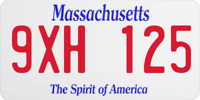 MA license plate 9XH125
