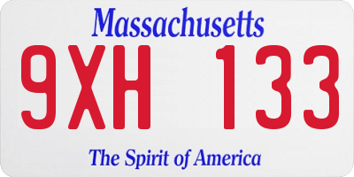 MA license plate 9XH133