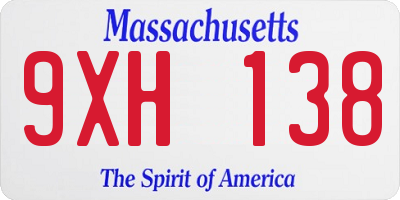 MA license plate 9XH138