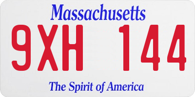MA license plate 9XH144
