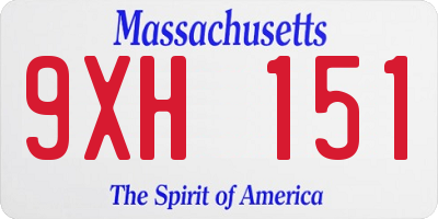 MA license plate 9XH151