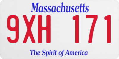 MA license plate 9XH171