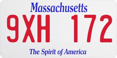 MA license plate 9XH172