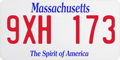 MA license plate 9XH173