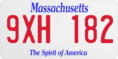 MA license plate 9XH182