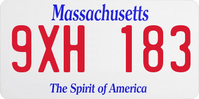 MA license plate 9XH183