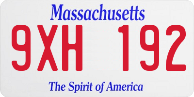 MA license plate 9XH192