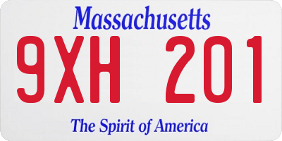 MA license plate 9XH201