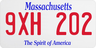 MA license plate 9XH202