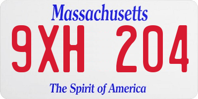 MA license plate 9XH204