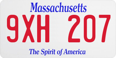 MA license plate 9XH207