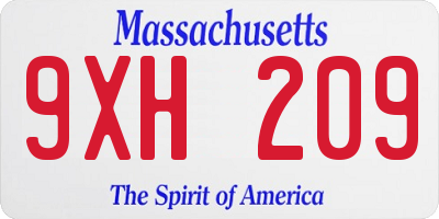 MA license plate 9XH209