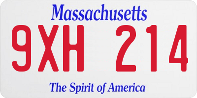 MA license plate 9XH214