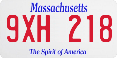 MA license plate 9XH218