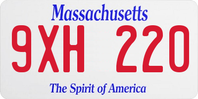 MA license plate 9XH220