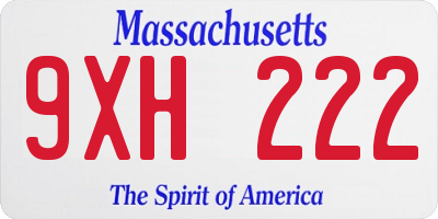MA license plate 9XH222