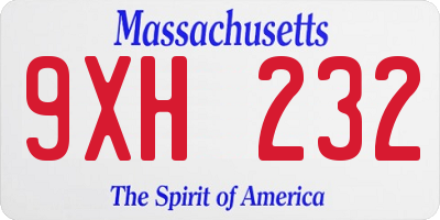 MA license plate 9XH232