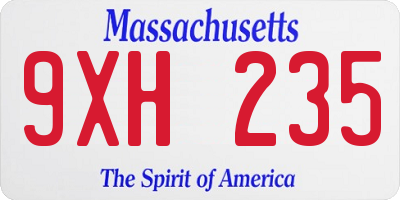 MA license plate 9XH235
