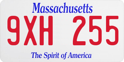 MA license plate 9XH255