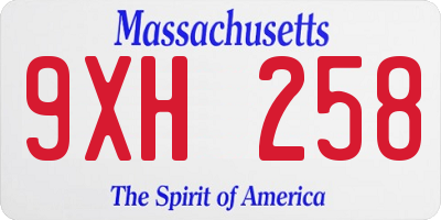 MA license plate 9XH258