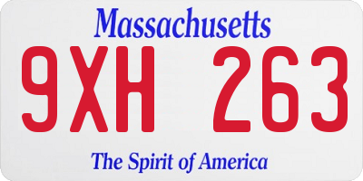 MA license plate 9XH263