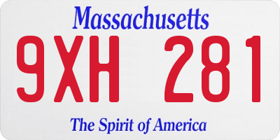 MA license plate 9XH281