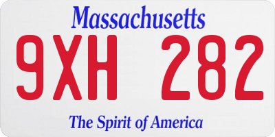 MA license plate 9XH282