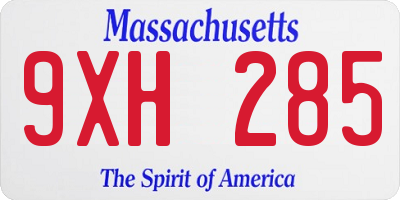 MA license plate 9XH285