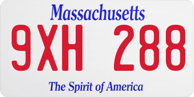 MA license plate 9XH288