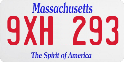 MA license plate 9XH293
