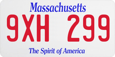 MA license plate 9XH299