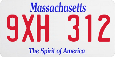 MA license plate 9XH312