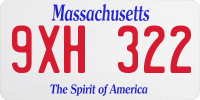 MA license plate 9XH322