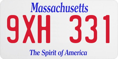 MA license plate 9XH331