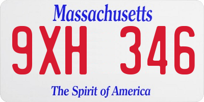 MA license plate 9XH346