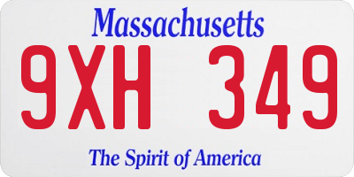 MA license plate 9XH349