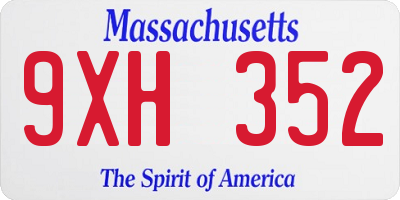 MA license plate 9XH352
