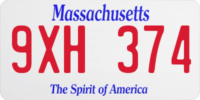MA license plate 9XH374