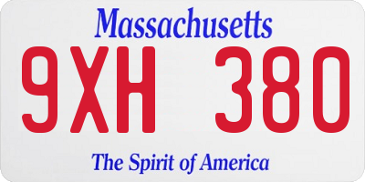 MA license plate 9XH380