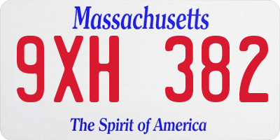 MA license plate 9XH382
