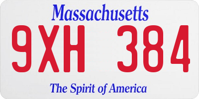 MA license plate 9XH384