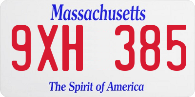 MA license plate 9XH385
