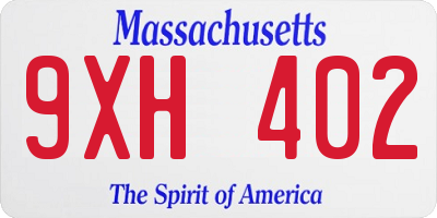 MA license plate 9XH402