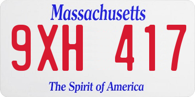 MA license plate 9XH417
