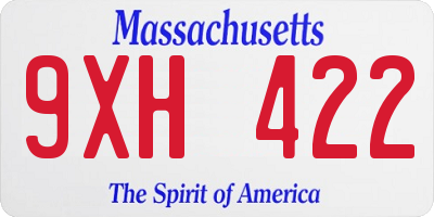 MA license plate 9XH422