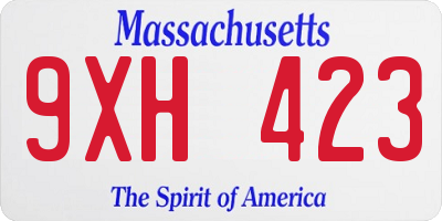 MA license plate 9XH423