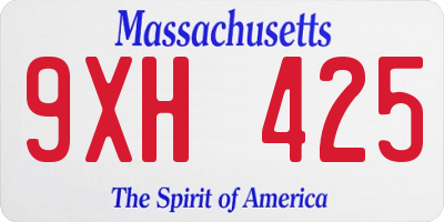 MA license plate 9XH425