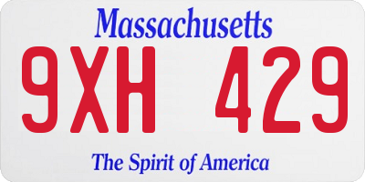 MA license plate 9XH429